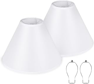 16-Inch White Linen Lamp Shades, Set of 2, Spider Fitter, Assembly Required