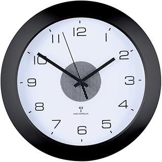 Collections Etc Split-Second Precision Atomic Wall Clock with Light - Radio-Controlled, Cordless, Easy-to-Read Numbers - Automatic Adjusting for Daylight Savings - 12