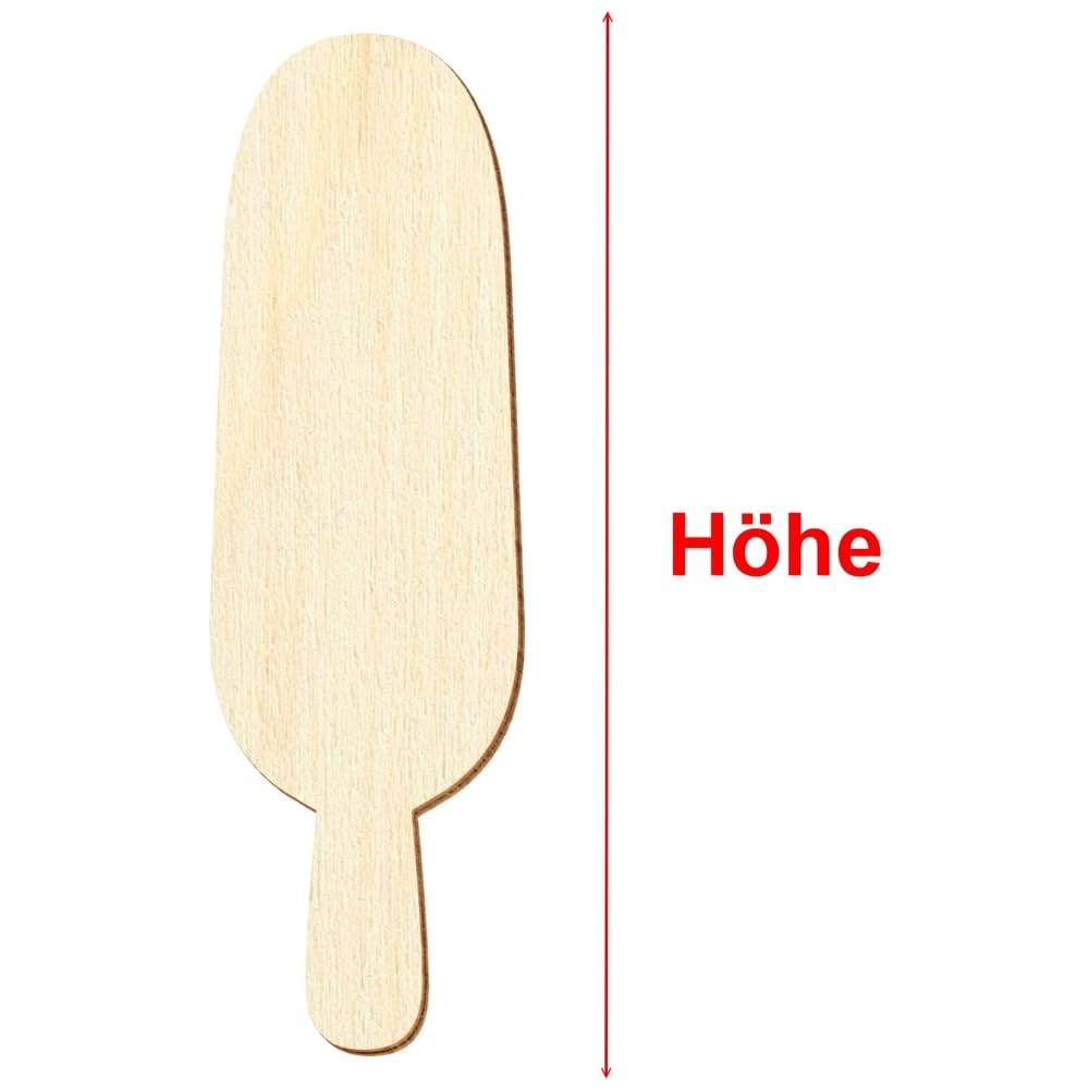 Palos de helado de madera V2, decoración para manualidades, 3-50 cm, paquete con 50 unidades, altura: 8 cm