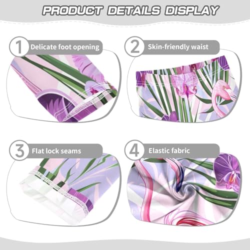 Toddler Girls Leggings Printed Yoga Pants Leggings Purple Flower Flamingo for Kids3