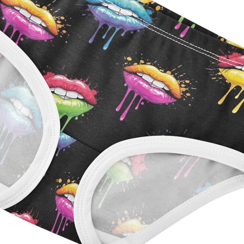Joisal Colorful Lips Black Girl Panties Cute Toddler Girls Underwear Cotton Cartoon Underpants Briefs 2t4