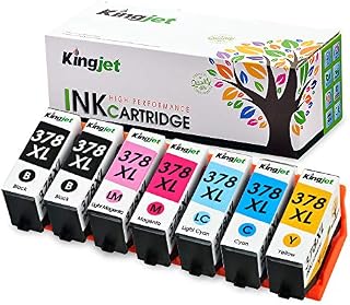 KINGJET 378XL Ink Cartridges for Epson 378 378XL Ink Multipack for Expression Photo XP-8500 XP-8505 XP-8600 XP-8000 XP-8005 XP-15000 Printer (Black Cyan Magenta Yellow Light Cyan Light Magenta)