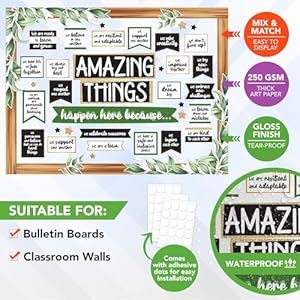 Decorably 105 Pcs Cutouts Farmhouse Theme Amazing Things Happen Here Bulletin Board Set with Borders, Modern Farmhouse Classroom Decor - School, Homeschool Decorably 105 Pcs Cutouts Farmhouse Theme Amazing Things Happen Here Bulletin Board Set with Borders Modern Farmhouse Classroom Decor School Homeschool