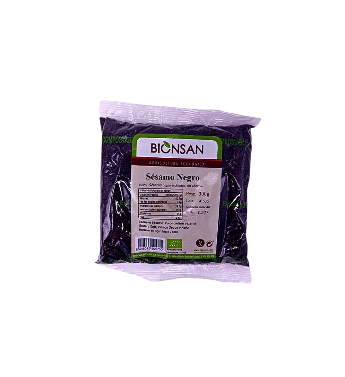 Bionsan Semillas de Sésamo Negro Ecológico | 6 Bolsas de 300 g | Total: 1800 gr
