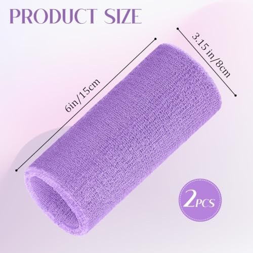 Image of WILLBOND 2 Pcs 6 Inch Wrist Sweatbands for Men and Women, Moisture Athletic Cotton Sweatband for Tennis, Basketball, Running