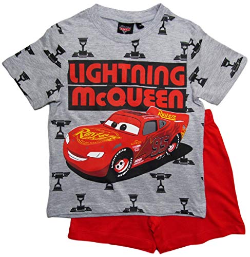 Cars Disney 3 Schlafanzug Jungen Shorty Lightning McQueen (Rot-Grau, 104-110)