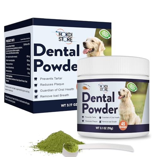 Image of Dog Breath Freshener Dental Powder-Teeth Cleaning Powder for Dogs with Probiotics & Herbs-Plaque & Tartar Remover Oral Care-Chicken & Bacon Flavor-45 & 75 Scoops (45 Scoops, Chicken)