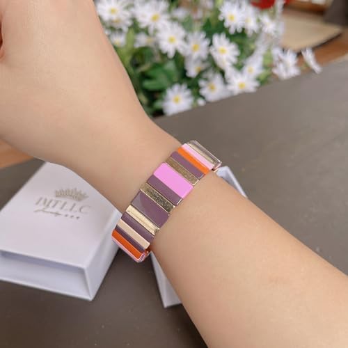 Color Women Bracelet Fashion Jewelry Femme Enamel Tile Beads Bracelets Stretch Pulseras Jewellery Handmade4