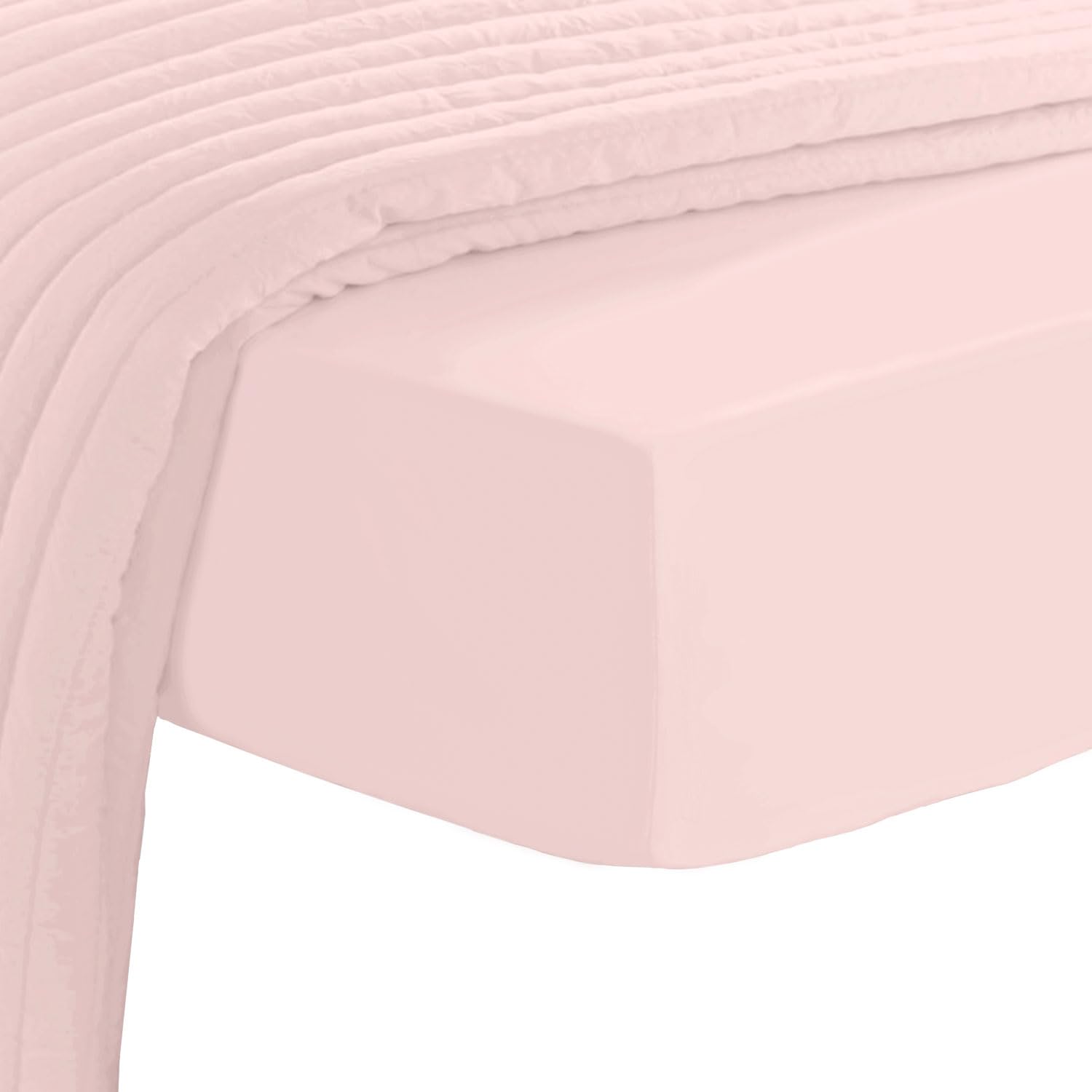 Pizuna Pure Combed Cotton Small Double Fitted Sheet Light Pink, 600 Thread Count 100% Long Staple Cotton Small Double Fitted Sheets 120x200 cm, Sateen Weave 40 cm Deep Fitted Sheets 1 PC Light Pink