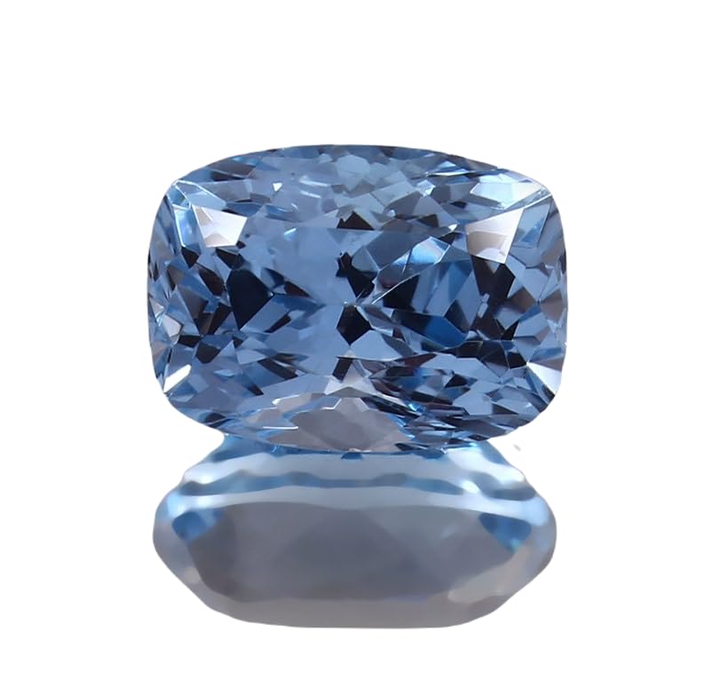 Gemme aigue-marine brésilienne 10x14 mm, taille coussin d'une clarté absolue