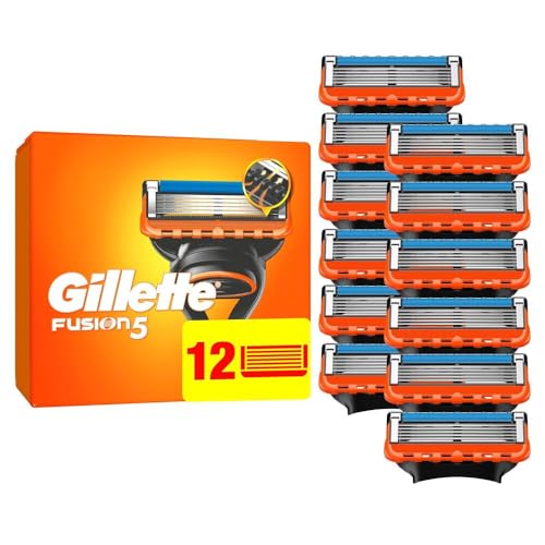 Gillette Fusion5, 12 Original Ersatzklingen, Rasierklingen für Herren mit größerem Gleitstreifen für ein sanftes Gleiten und 5 Klingen für eine unglaublich gründliche und komfortable Rasur
