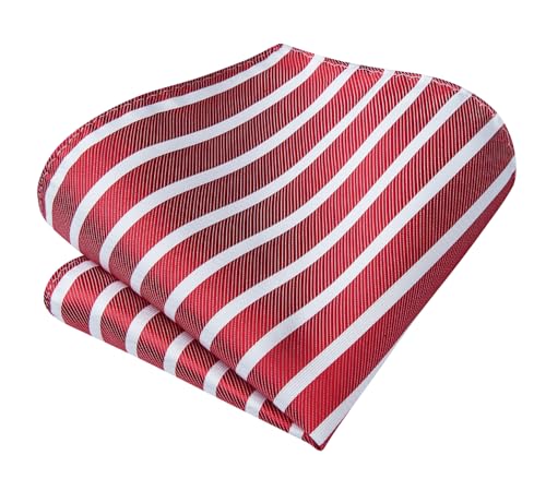 Image of Enlision Mens Ties Stripe Tie and Pocket Square Set Classic Formal Woven Neckties Handkerchief Cufflinks Wedding