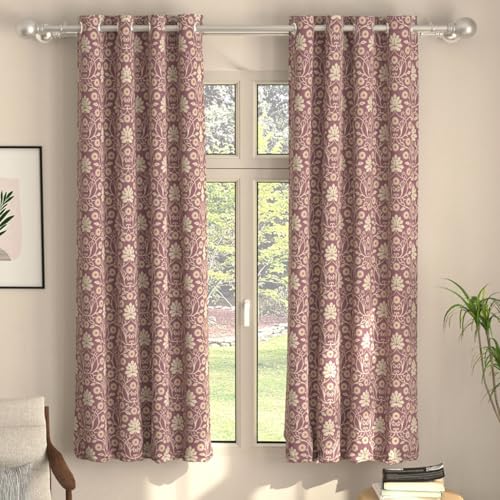 Image of Urban Space Blackout Curtains 5 Feet Set of 2 for Window, 80-85% Light Blocking Curtains for Living Room, Digital Printed Curtains with Eyelets, Tieback Included (Mystic Wine, 5 Feet)