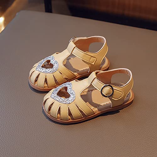 Toddler Girl Sequins Decorated Sandals Hollow Heart Closed Toe Open Heel Sandals Cute Beach Casual Sandals4