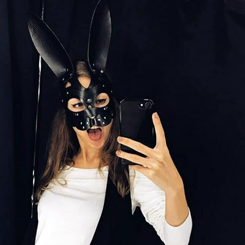 Miniatura 4 de Eioflia Máscaras de Halloween para adultos, máscaras de cuero para mujer, máscara de mascarada para mujeres, máscara de media cara de animales,