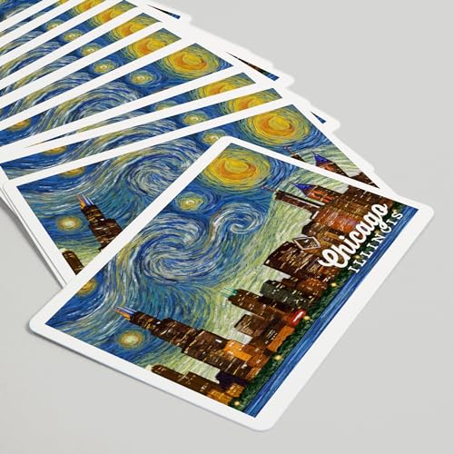Baraja de póker Chicago Illinois Starry Night 52 cartas miniatura 5