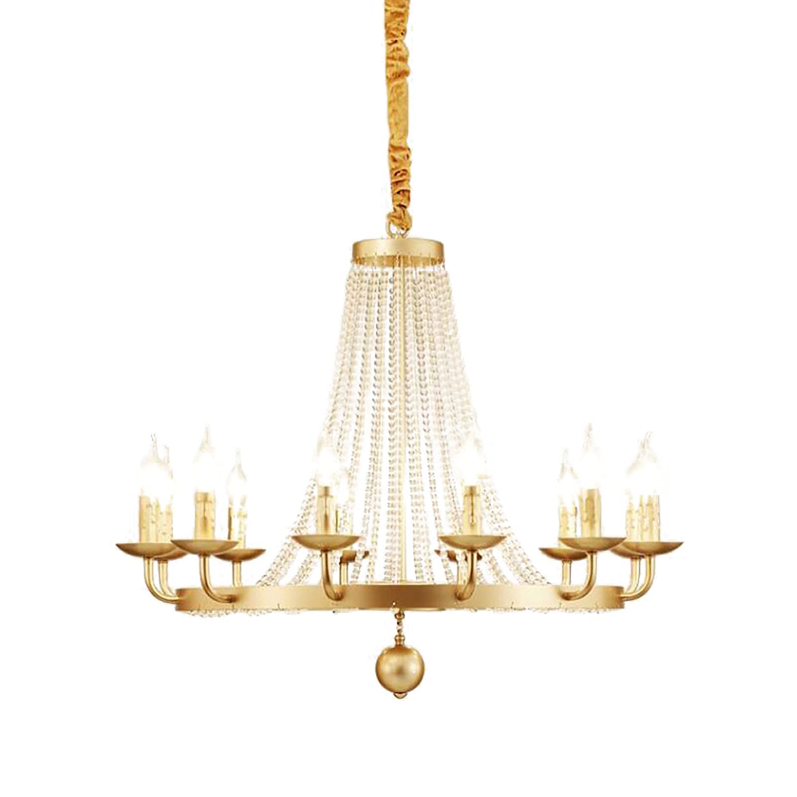 Américain Pays Bougie Lampe De Cristal,Pour Salon Salle à Manger Chambre Étude,Rétro Créatif Pastorale Éclairage,Chandelier De Salon,E14 Européen Rétro Lustre En Cristal-Golden. 100 * 58cm