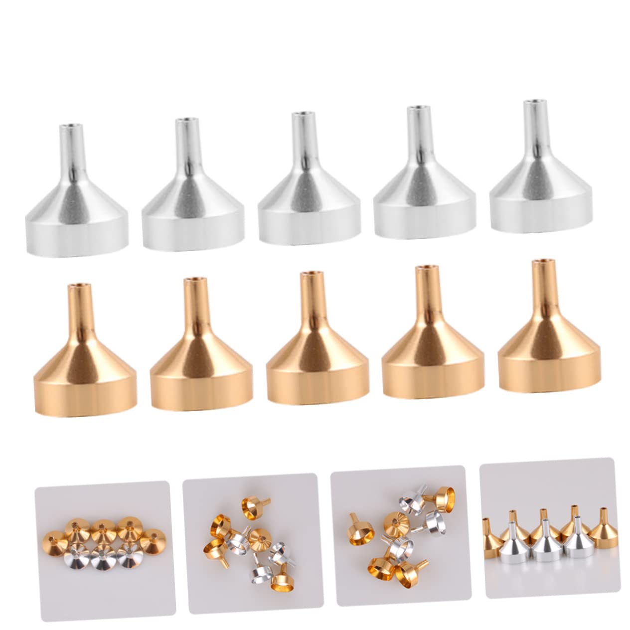 TMISHION 20er-Set Aluminium-Trichter – Mini, Tragbar, Für Kosmetik, Parfüm, Flüssigkeiten, Geruchsfrei, Wiederverwendbar