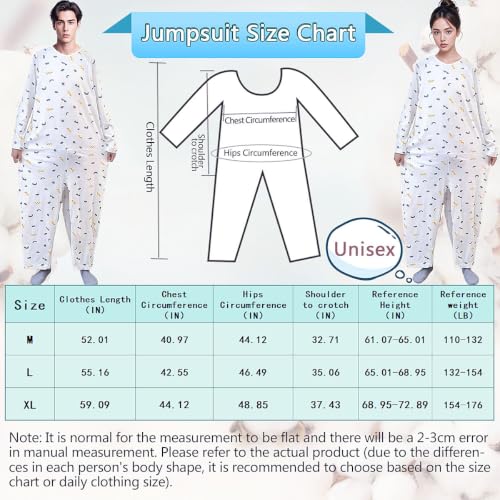 Image of Unisex Anti-Strip Jumpsuit with Back and Leg Zipper,Suitable for Incontinence Care,Seniors,Alzheimer's,Dementia