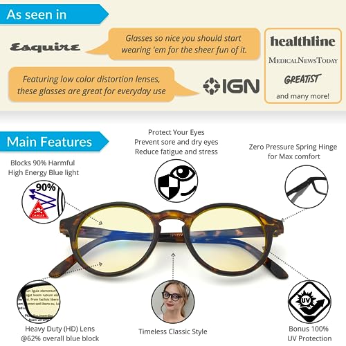 Image of J+S Vision Blue Light Blocking Glasses for Men Women | Computer Gaming Work| Anti Strain Fatigue UV Glare | Medium-Small Fit