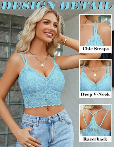 Image of Avidlove Lace Bralette for Women V Neck Camisoles Racerback Adjustable Strap Sexy Crop Tops