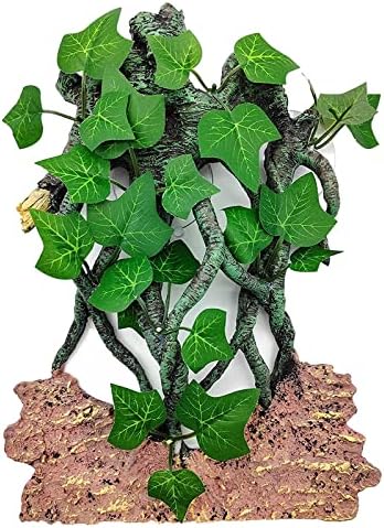 Hamiledyi 爬行动物攀爬树枝叶带吸盘玻璃容器植物装饰坦克配件适用于两栖蜥蜴胡须龙壁虎蛇