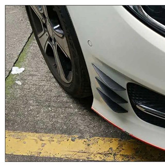 Image of AutoBizarre Car Front Bumper Lip Splitter Fins Carbon Fiber Rubber Rear Diffuser- Set of 4 Pcs Bumper Knife