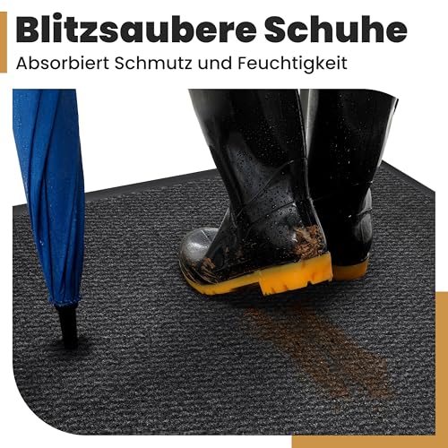 Bodenständig® Saubere Schuhe Dank saugstarkem Stoff (robust) perfekte Größe Anthrazit in 40x60cm - Fußmatte innen, Fussmatte innen - Schmutzfangmatte für innen Türmatte