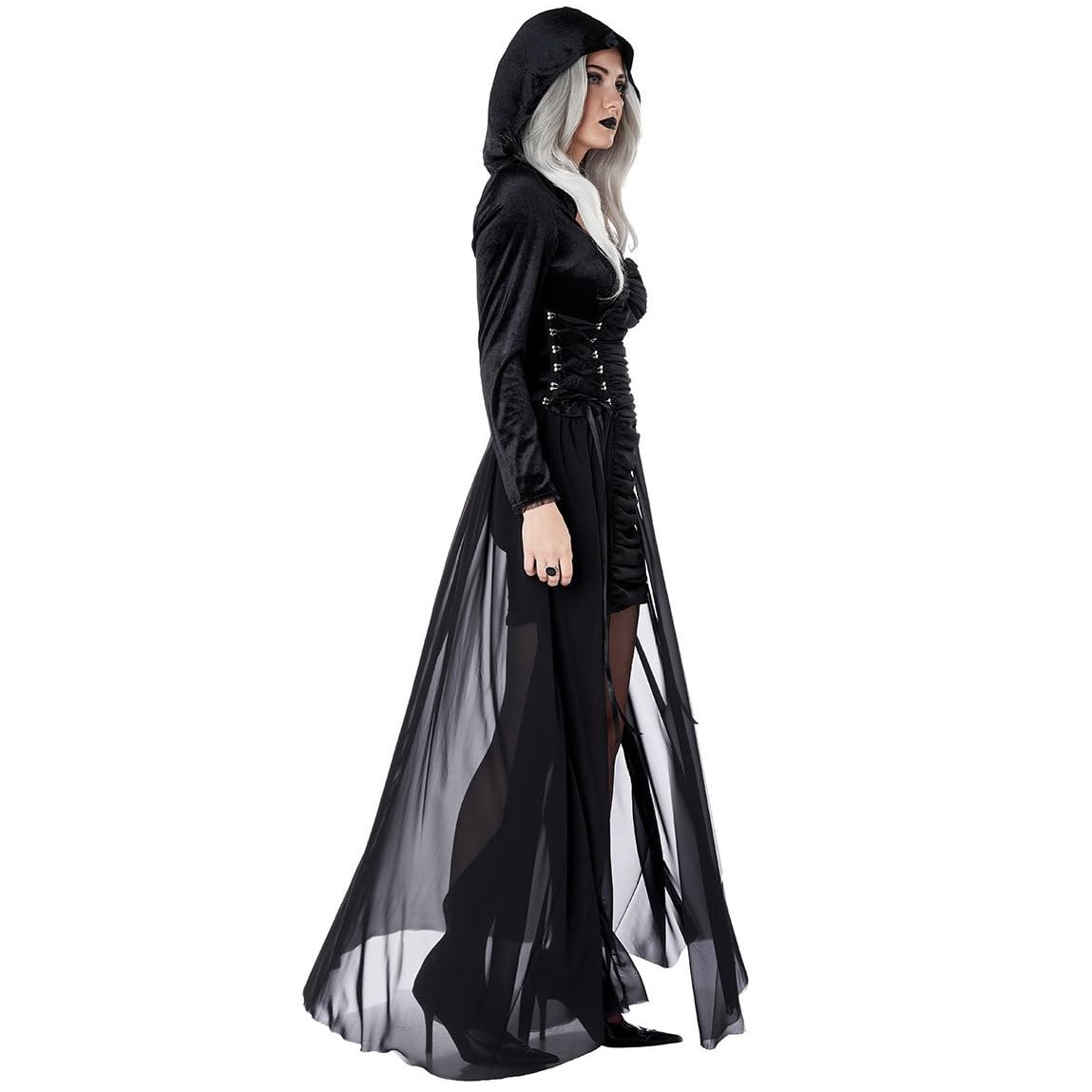 THSCWY Adult Gothic Renaissance Dresses With Hood Cloak Halloween Cosplay Costume for Women Black Vampire Accessorie Bat Cape - Image 2