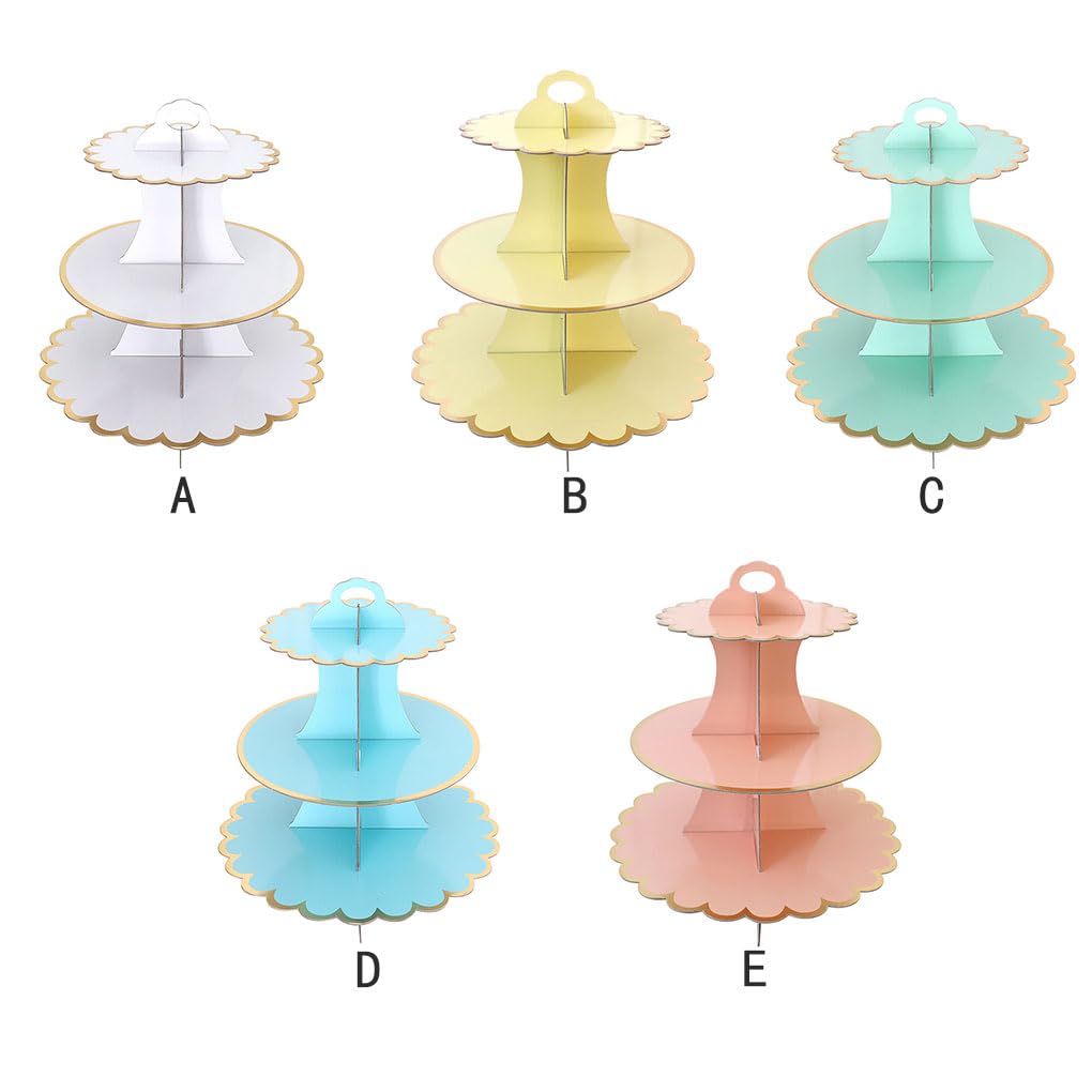 Juego de 5 soportes para tartas de 3 niveles, para cupcakes, mousse, galletas, platos, bodas, aniversarios, fiestas, redondos, color azul claro