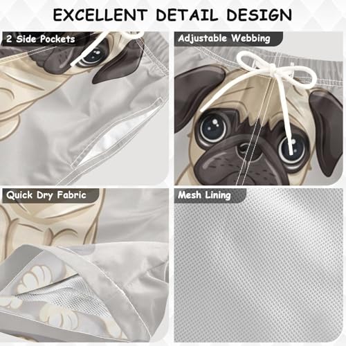 Pigsaly Boys Swim Trunks Cartoon Pug Dog Bulldog Boys Board Shorts Swimsuit Swimwear Summer Bathing Suit 4T Multicolor3