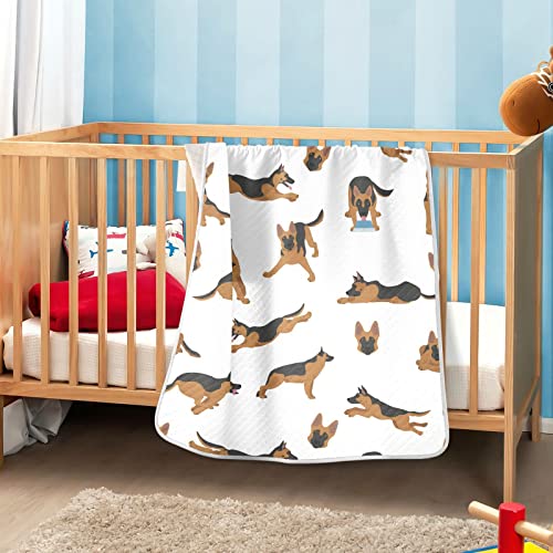 Image of Swaddle Blanket German Shepherd Dogs Running Cotton Blanket for Infants, Receiving Blanket, Lightweight Soft Swaddling Blanket for Crib, Stroller, Nursery Blankets, 30X40 in