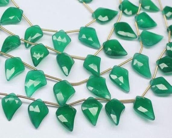 Perles en pierre naturelle onyx vert briolette goutte facettée 14mm 18mm pour bijoux