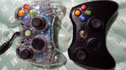 Xbox 360 Wireless Controller Installed on an XCM Blue Blood Wireless Controller Shell