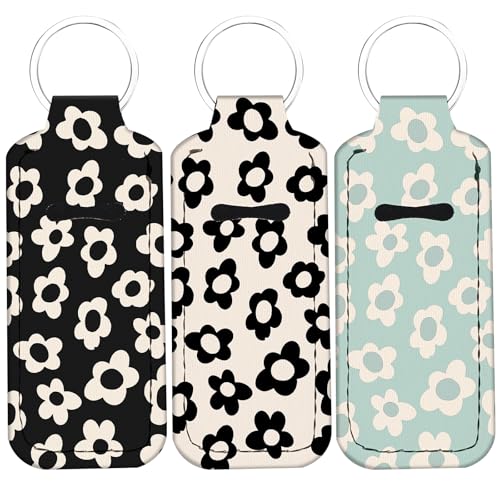 WXCYDG Chapstick Holder Keychain Chapsticks Lip Balm Holder Key Chain Lip Balm Keychain Holder with ClipWhite Flower