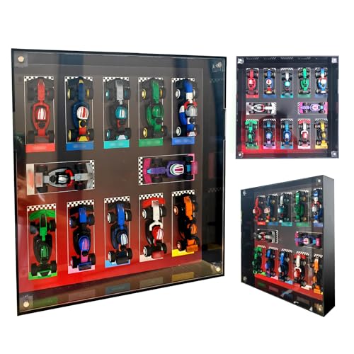Image of WETCEAOM Display Wallboard for Lego 71049 - F1 Race Cars, Frame for Lego Car Wall Mount Display Lover, Models not Included, Size:10.63x10.63x1.97 inches (Black)