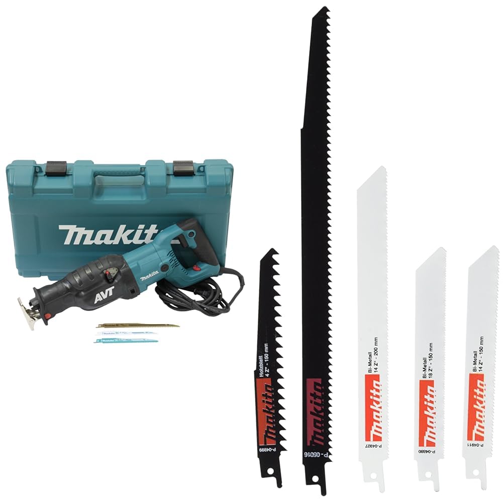 Makita Jr3070Ct Piła, Czarny/Niebieski, 550 mm x 130 mm x 310 mm & Makita P-83945 zestaw brzeszczotów do piły szablastej