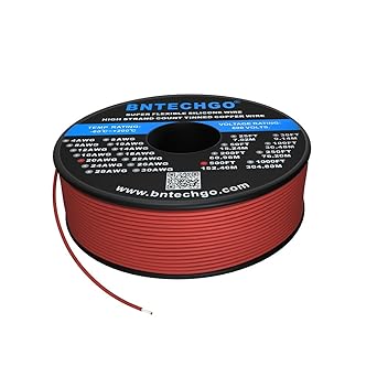 BNTECHGO 20 Gauge Silicone Wire Spool 500 ft red Flexible 20 AWG Stranded Tinned Copper Wire
