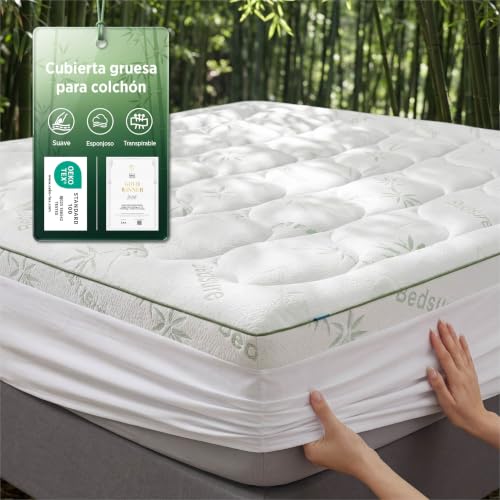 BEDSURE Colchón Adicional de bambú 140x200 - Relleno de 40 cm de Grosor, refrescante, Transpirable, antialérgico, Alivia el Dolor de Espalda
