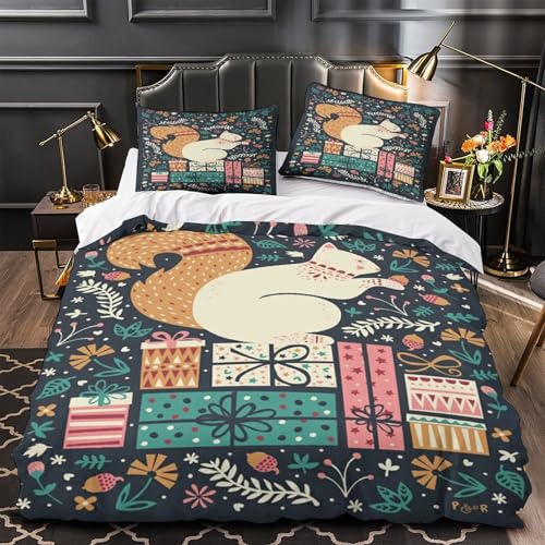 Housse de couette 3D confortable et hypoallergénique en microfibre king
