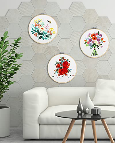 image for TINDTOP 3 Pieces Embroidery Hoops, 10 inch Bamboo Frame Circle Cross S