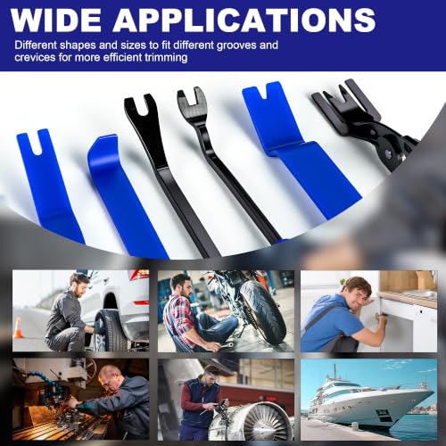 Image of 8 Pcs Auto Trim Removal Tool Kit with Non-Scratch Plastic Pry Tool and Fastener Clip Pliers,Door Panel Removal Tool for Car Interior - Fastener, Clip, Door Panel, Molding, and Dashboard- Blue