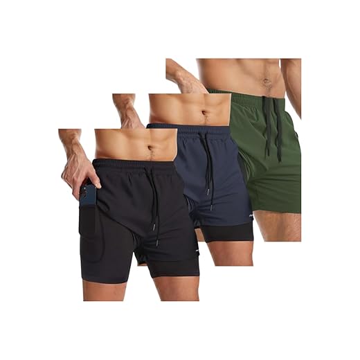 Kit 3 Bermuda Shorts 2 Em 1 Masculino Academia Dryfit Treino