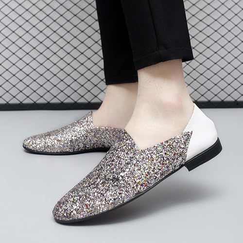 Men's Women's Loafers Glitter Formal Tuxedo Suit Uniform Shoes,Suitable for Wedding,Party,Prom,Nightclub,Fashion Pointed Toe Leather Shoes 5