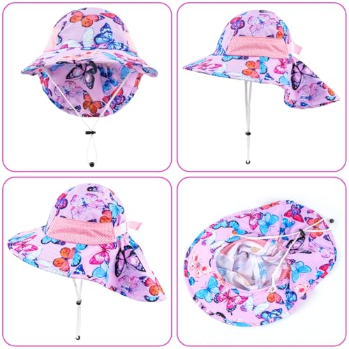 Image of Toddler Baby Sun Hat Kids Summer Beach Essentials Adjustable Beach Hats with Bucket Wide Brim for Boys Girls Age 0-14 Years