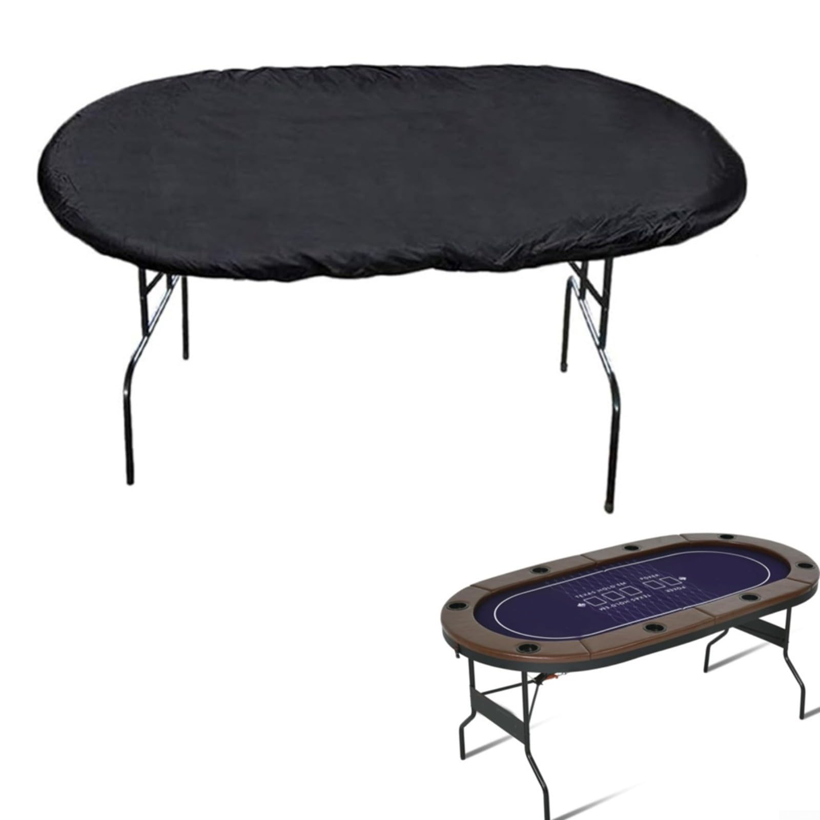 HpLive Cubierta De Mesa De Poker Ovalada Para Poker De Tela Oxford 420D, Funda Protectora Impermeable Para Mesas De Juego 244 X 122 CM(Gris)