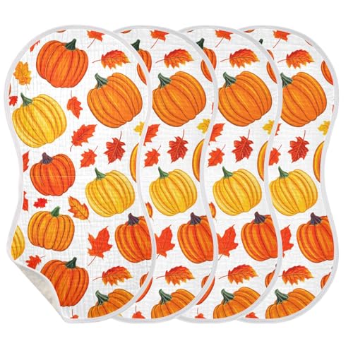 Autumn Pumpkin Maple Leaves Baby Burp Cloths Cotton Washcloths Absorbent Soft Burping Rags for Baby Boy Girl Burpy Cloth Bib 1 Pack3