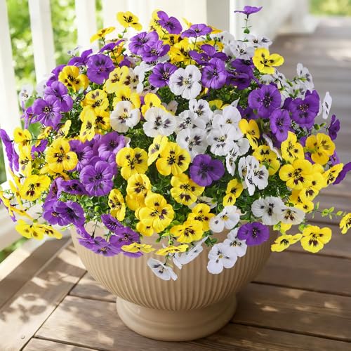 Alupssuc 24 Bundles Artificial Flowers for Outdoors Spring Decorations, Big Fake Flowers UV...