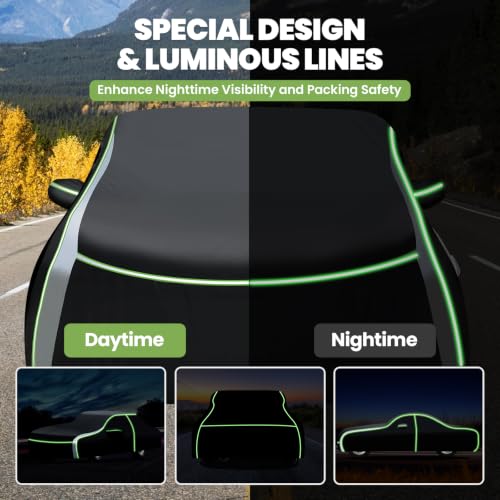 Image of Cartist 420D Car Cover for MG MGB Roadster /GT 1962-1981, All Weather Car Cover for MGB Roadster Accessories, Full Exterior Cover Rain Waterproof Protector with Zipper & Reflective Safety Strips