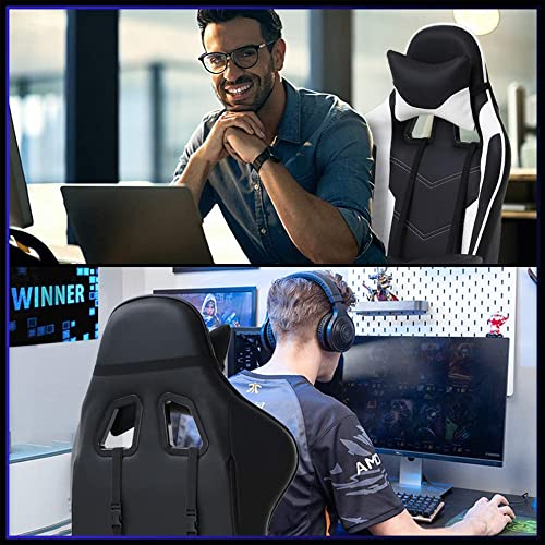 BestOffice Ergonomic Office, PC Gaming Desk Chair Executive PU Leather Computer Lumbar Support with Footrest Modern Task Rolling Swivel Chair for Women, Men(White) - Image 5